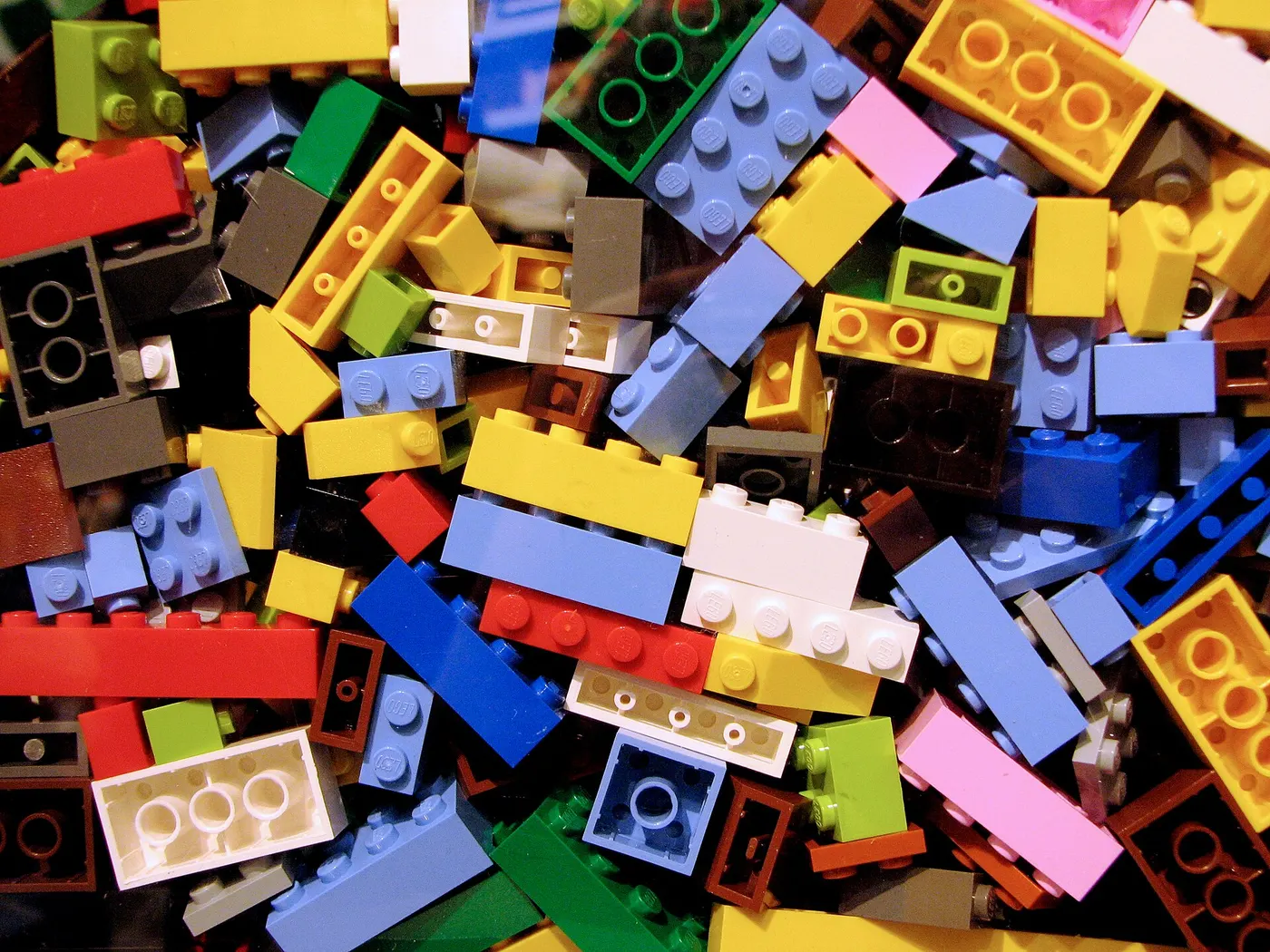 A heap of LEGO bricks in every colour